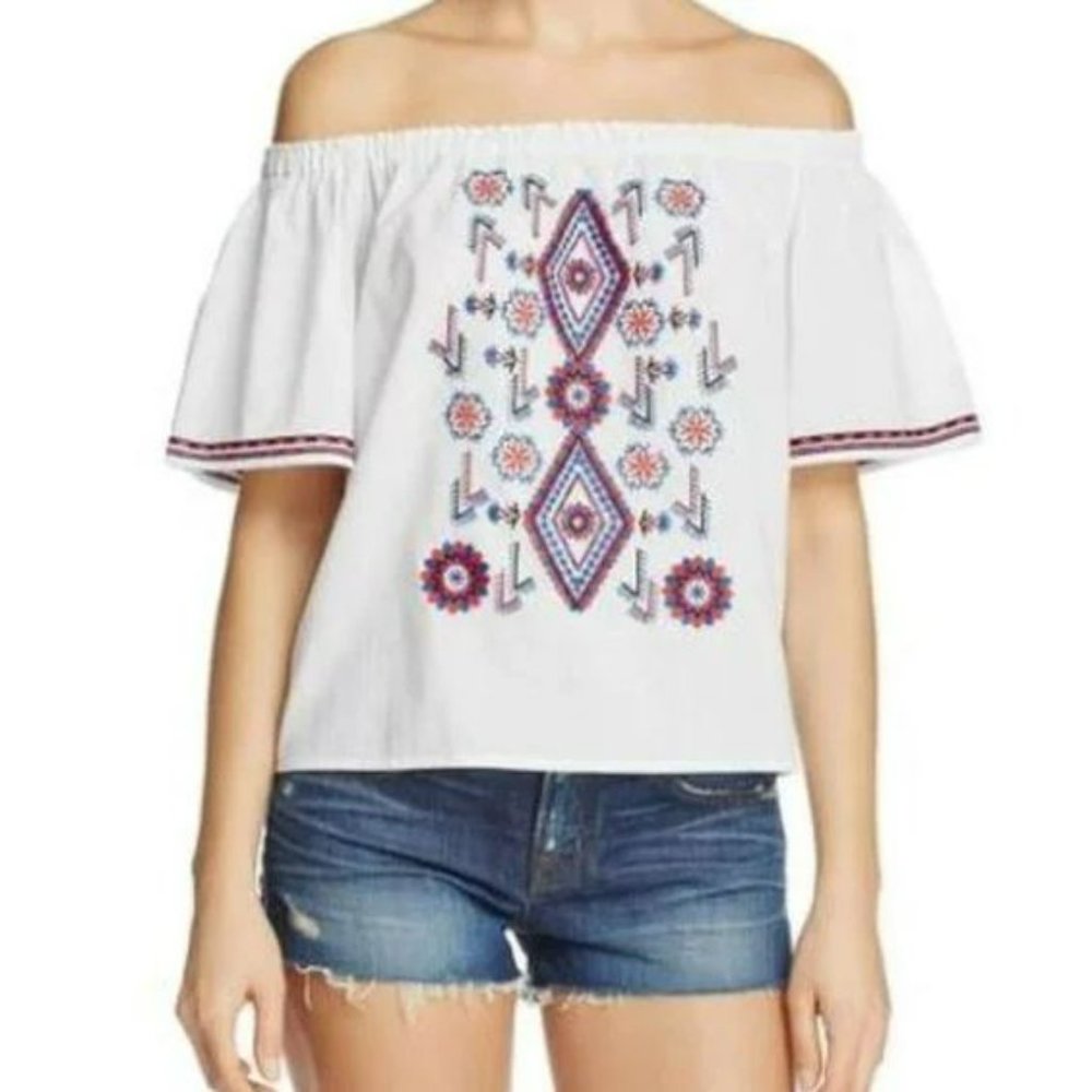 Beltaine Embroidered Peasant Off the Shoulder Blouse S NWT